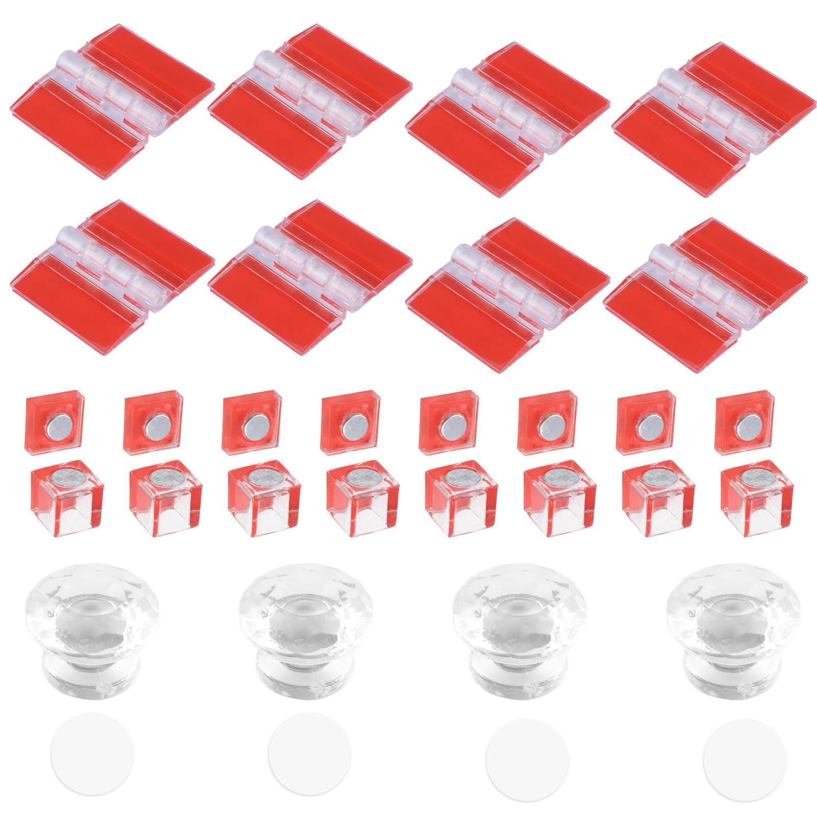 UFURMATE Transparent Display Case Accessories Acrylic Display Cabinet Box Door Assembly/Replacement Parts Including 8Pcs Small Hinges, 8Pcs Magnetic Catchs, 4Pcs Round Knobs — image 1