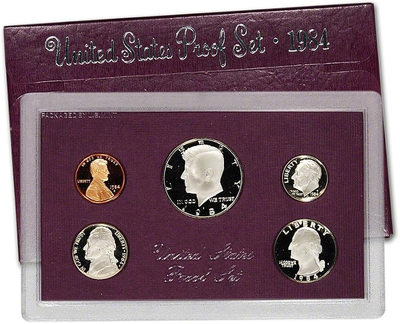 Collectable Coin 1984-S United States Mint 5-Coin Proof Set OGP | San Francisco struck uncirculated condition pieces arrive safely preserved inside a single protective lense.