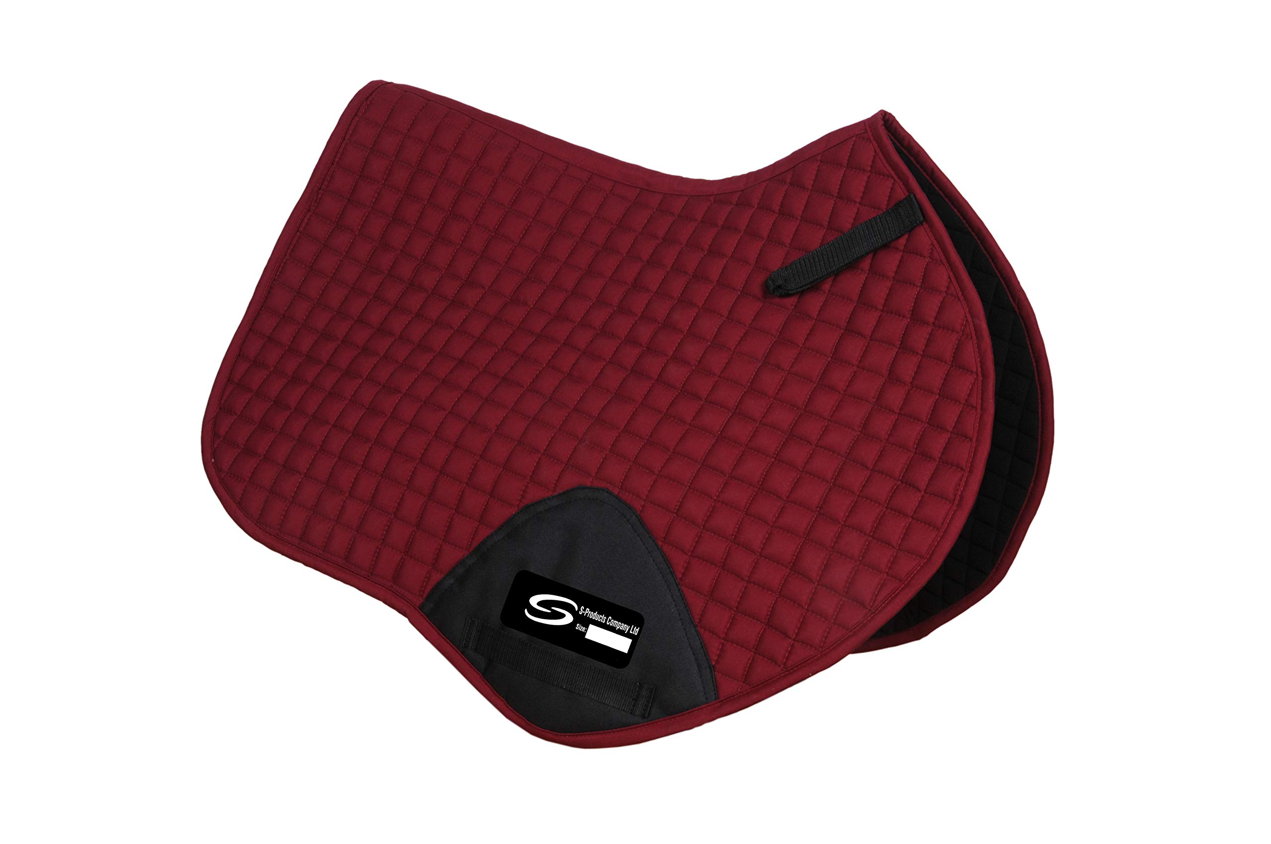 S-Products HORSE RIDING FULL JUMPING EVENT SQUARE SADDLE PAD CLOTH NUMNAH FLEECE LINING (Full, Burgundy)