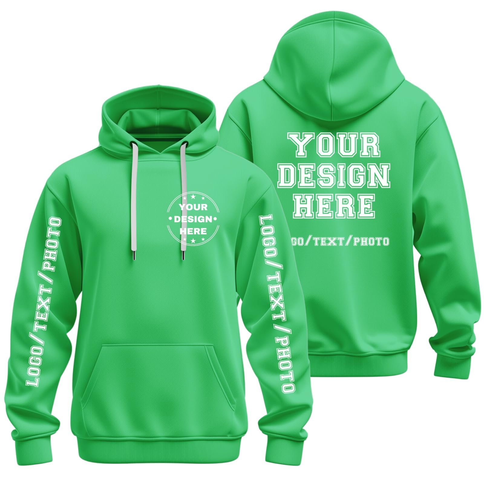 Ropa De Verano Hombre Sudadera con Capucha Personalizada. Diseña Tu Propia Personalizada Texto, Logotipo Y Foto. para Mujer. Sudaderas (Green, XL) Entrenamiento Boxeo Mujer Oversized Gym