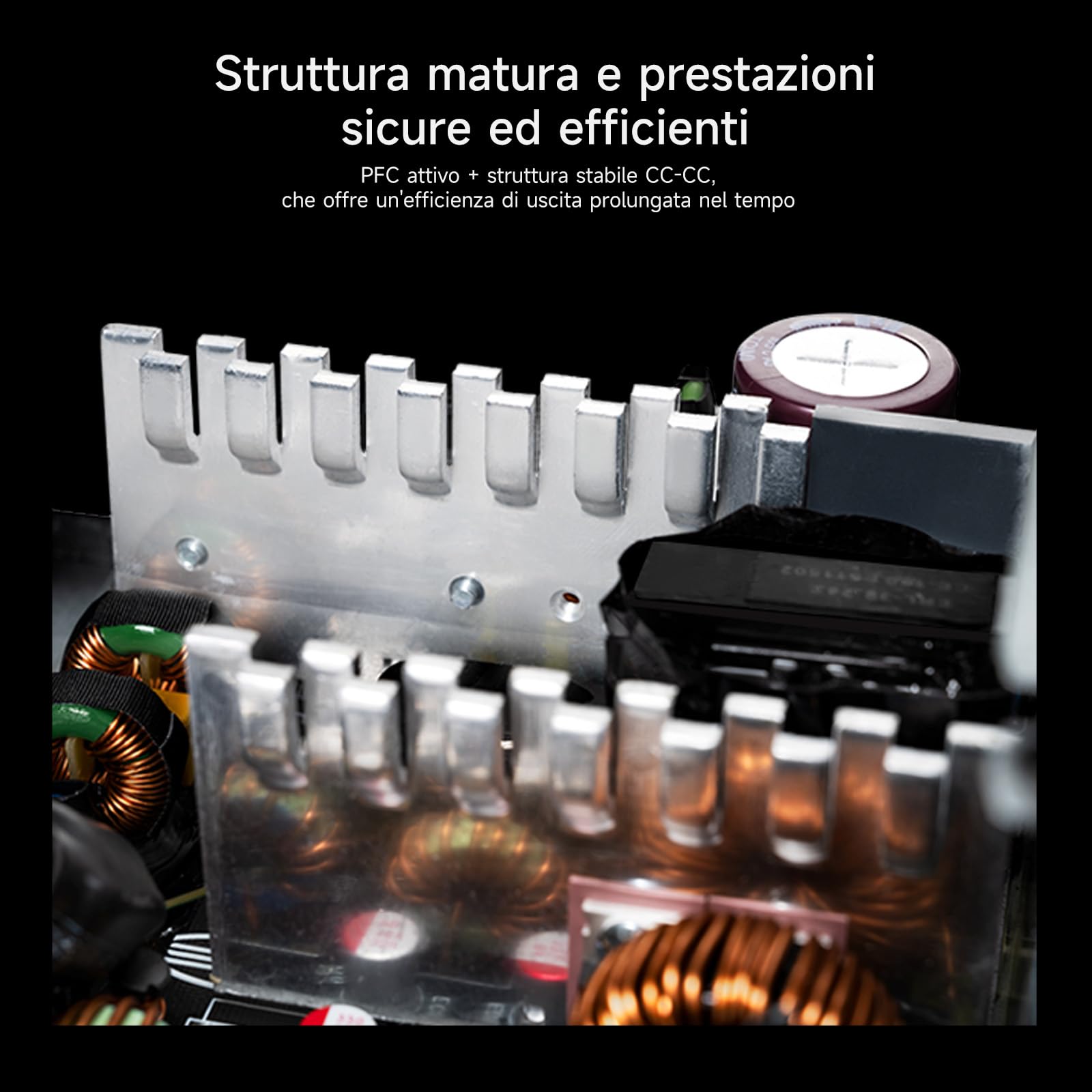 PCCOOLER CPS YK650H, Alimentatore ATX 650W - Certificazione 80 PLUS Bronze - Basso Rumore - Cavo Piatto con Rilievo - Non Modulare