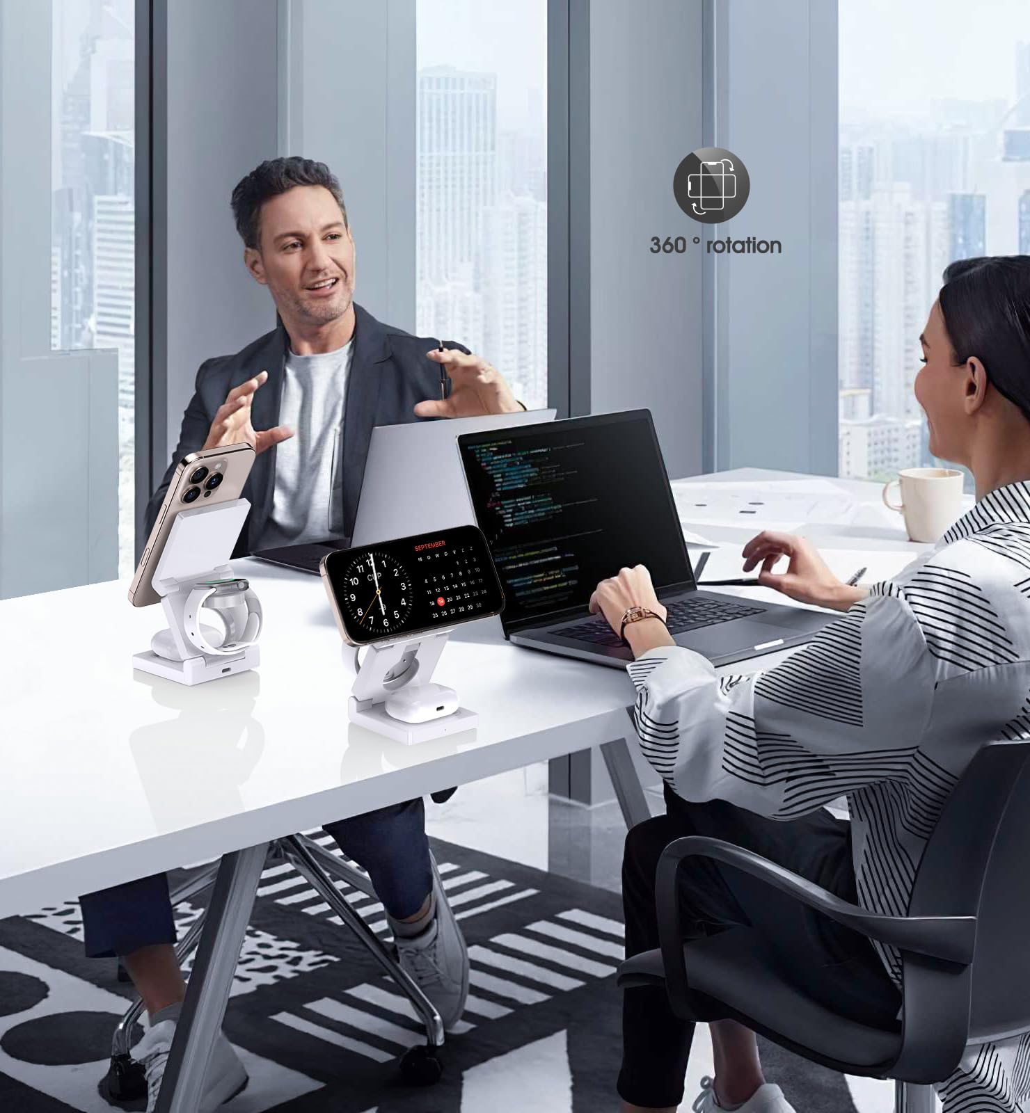 3 in 1 Induktive Ladestation Kompatibel mit MagSafe Ladegerät,Faltbare Wireless Charger Ladestation,18W Reiseladeständer für iPhone 17 16 15 14 13 12 Pro/Pro Max/Plus/Watch & Airpods alle Serien