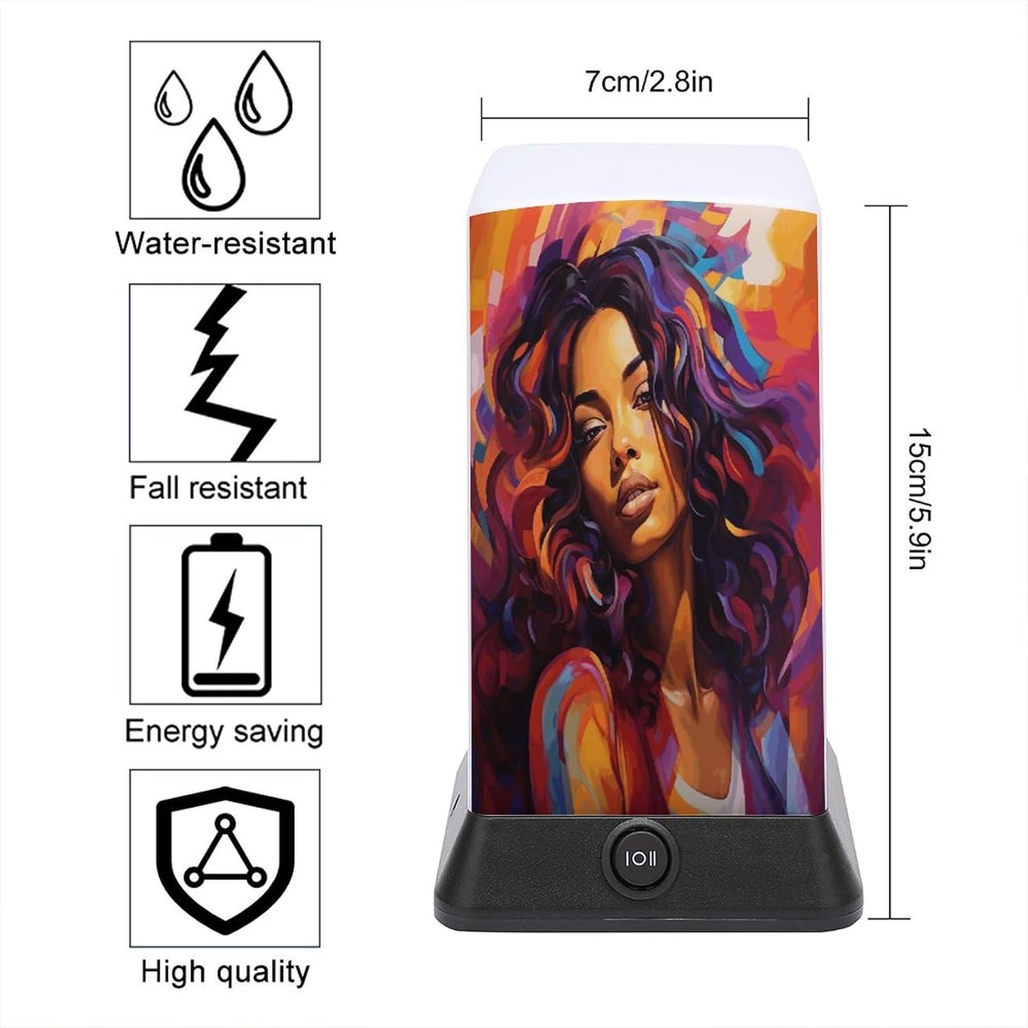 Cordless Night Light Battery Powered Dimmable Lamp for Reading A Dynamic Woman Small Desk Lamp for Bedroom Living Room Office