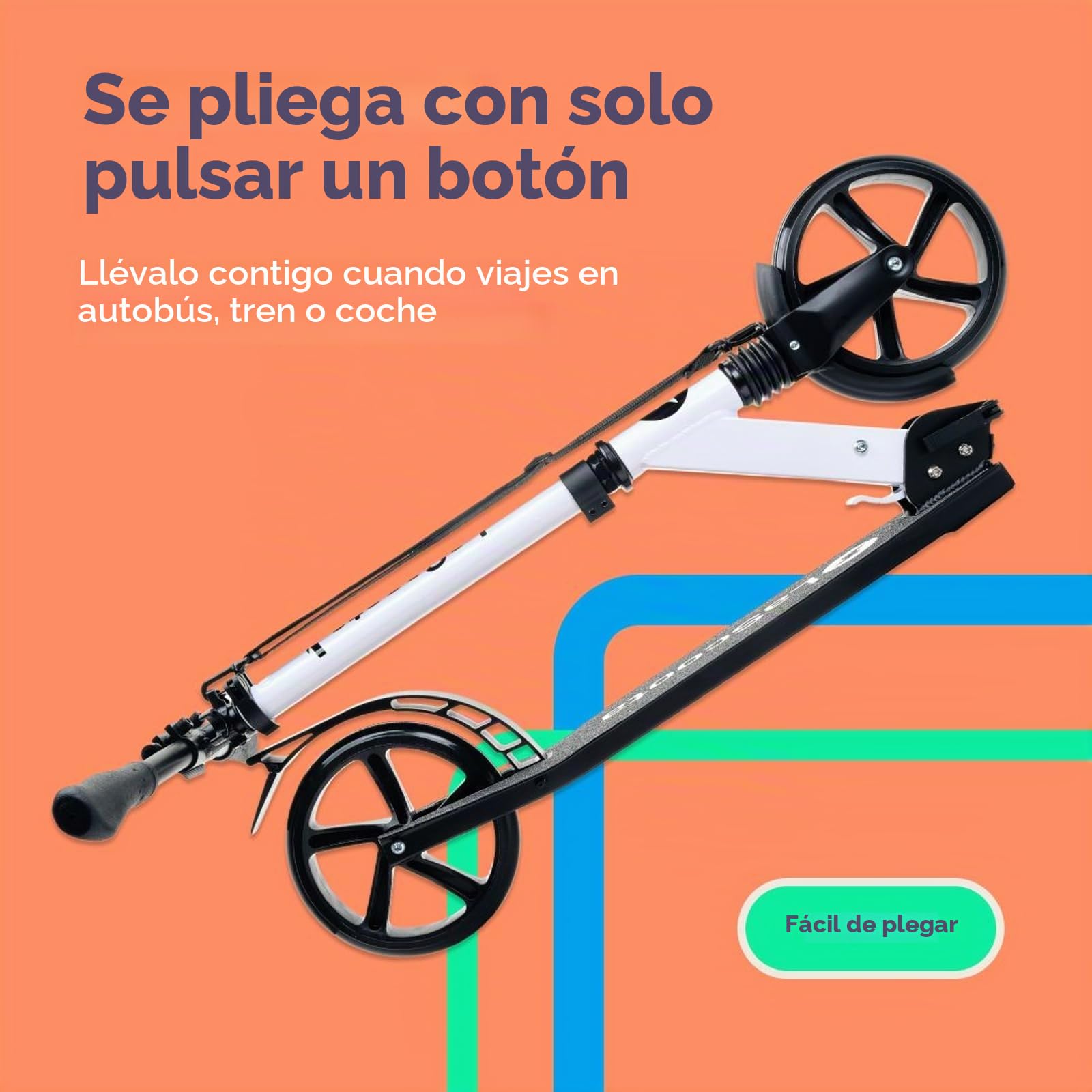 Lascoota Roller für Kinder AB 8 Jahren- Tretroller Erwachsene - Klappbar & Höhenverstellbar - Federungssystem vorne + Roller-Schultergurt 20 cm große Räder große Scooter für Jugendliche