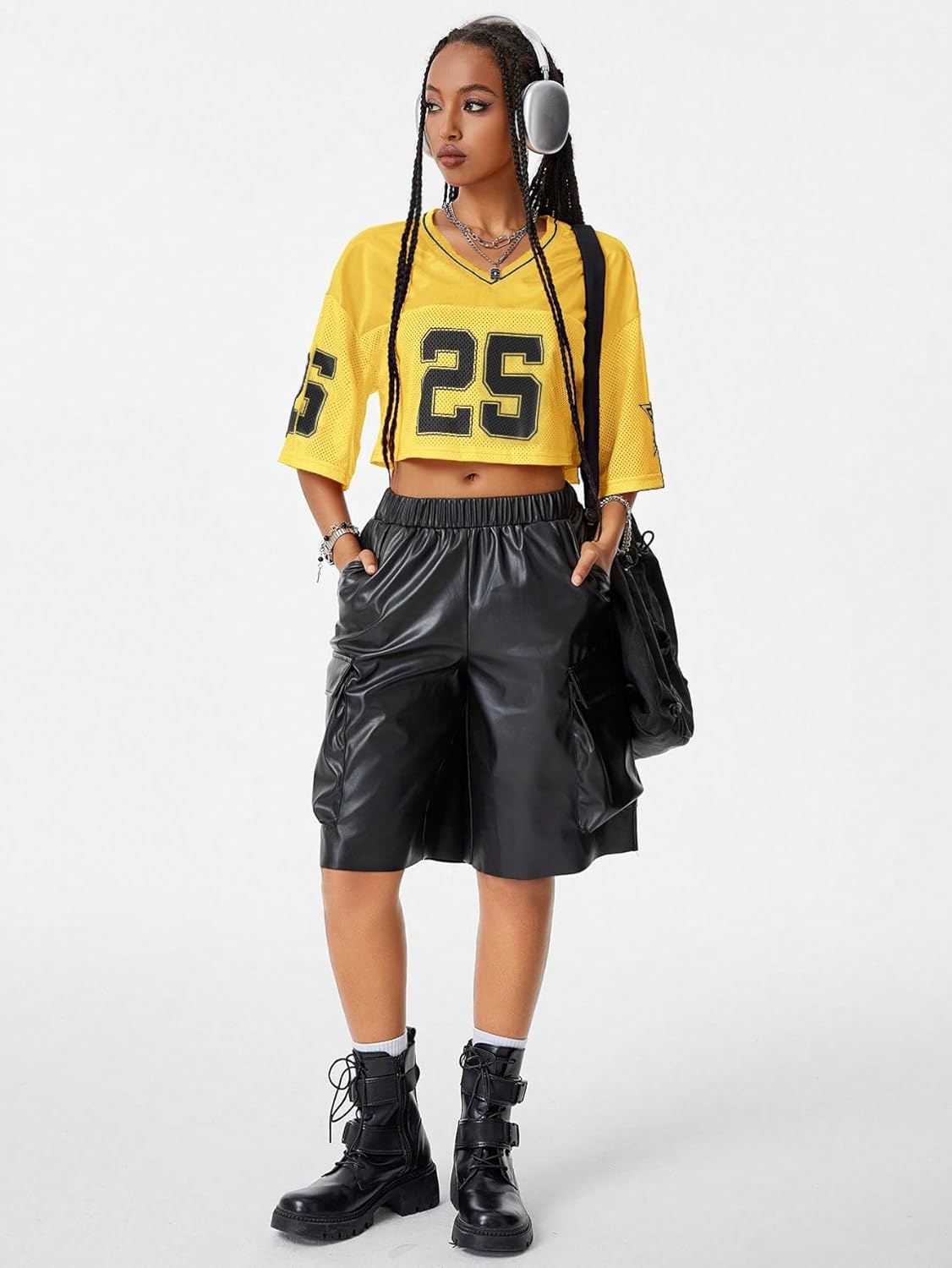 QJQ Jersey Shirts for Women Y2K Crop Tops Streetwear V Neck Half Sleeve Graphic T Shirts Football Soccer Tee Tops - Image 4