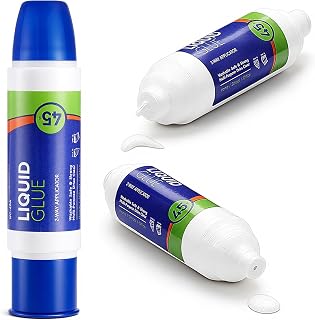 2 Pcs Temporary Fabric Basting Glue for Fabric with 2 Way Applicator, 1.5 oz Water Soluble White Glue, Multi Purpose Glues with Dual Tip Dispenser for Quilting