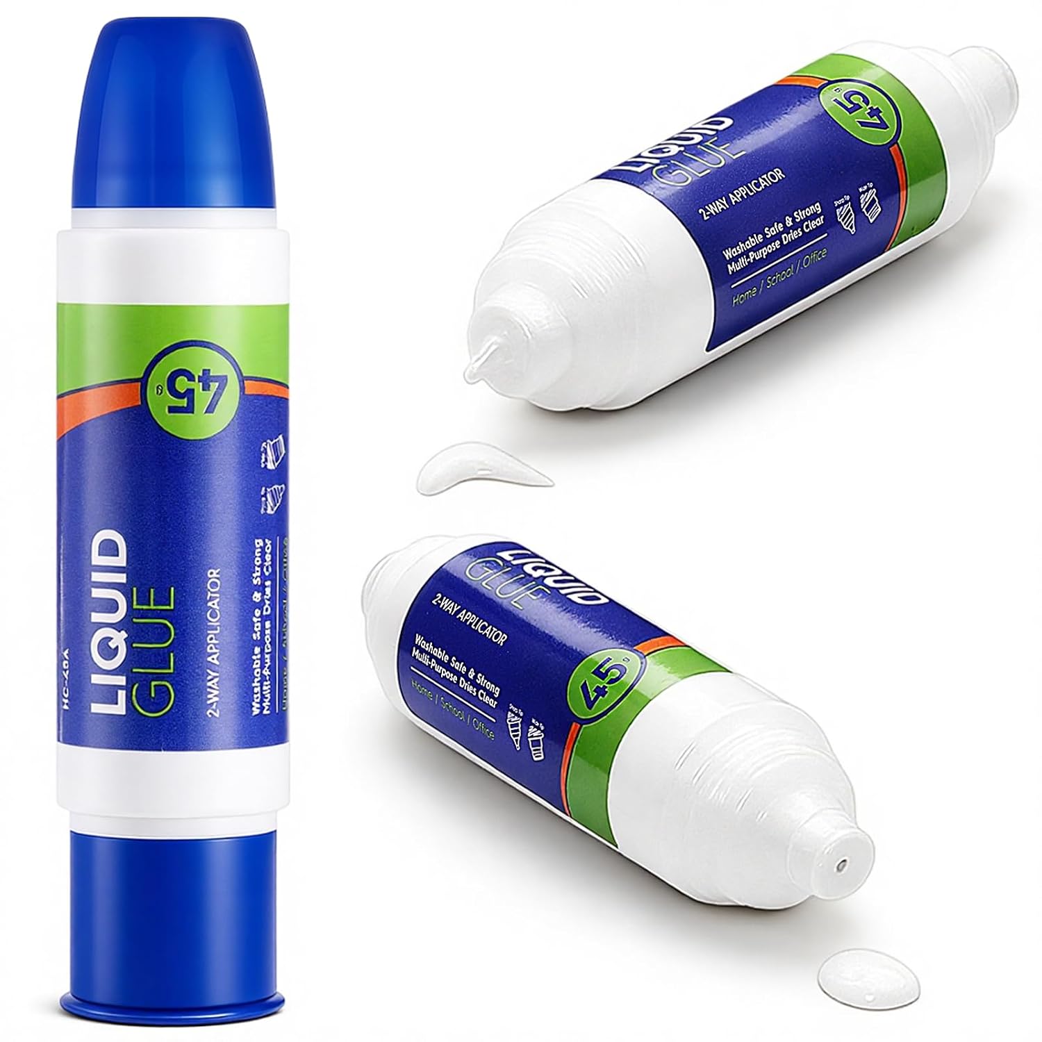 Fullhawl 2 Pcs Fabric Glue Temporary Fabric Adhesive with 2 Way Applicator, 1.5 oz Water Soluble Basting Glue for Quilting Piecing Patchwork Sewing, Dual Tip Dispenser, Repositionable & Removable