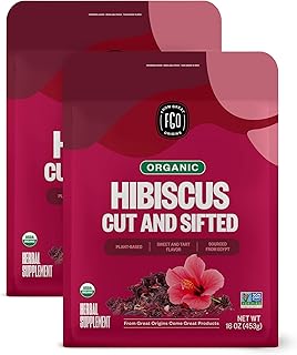 FGO Organic Hibiscus Flowers Loose Tea, Resealable Kraft Bag, 32oz (Pack of 1)