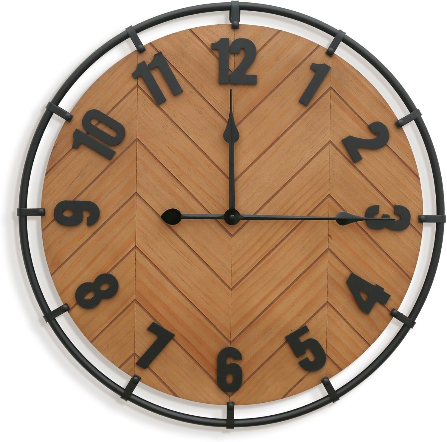 Micasso 27 Inch Large Farmhouse Wall Clock - Silent Non Ticking Rustic Wood & Metal Wall Decor, Oversized Antique Decorative Battery Operated Clock for Living Room, Kitchen, Office, Bedroom