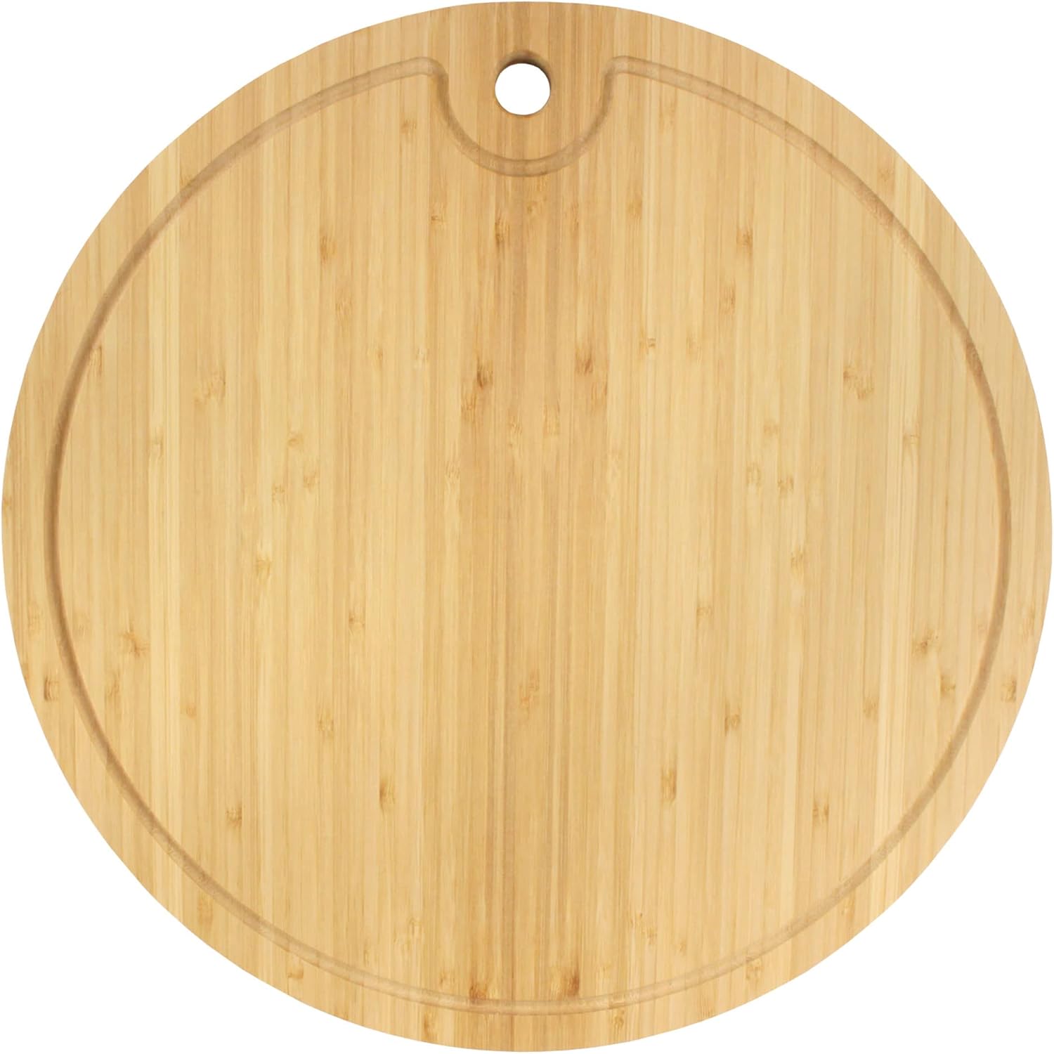 BambooMN Bamboo Round Cutting and Serving Board, Charcuterie Board - 15" diameter x 0.75" thickness - 1 Piece