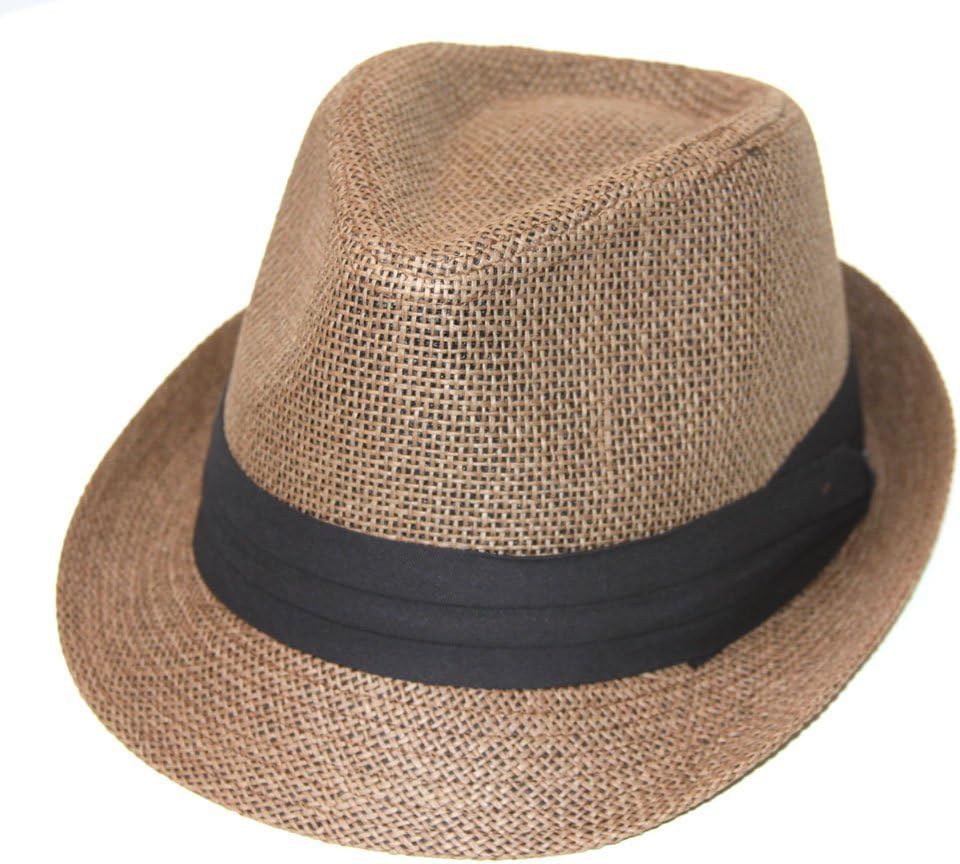 Straw Tweed Fedora Hat- Brown