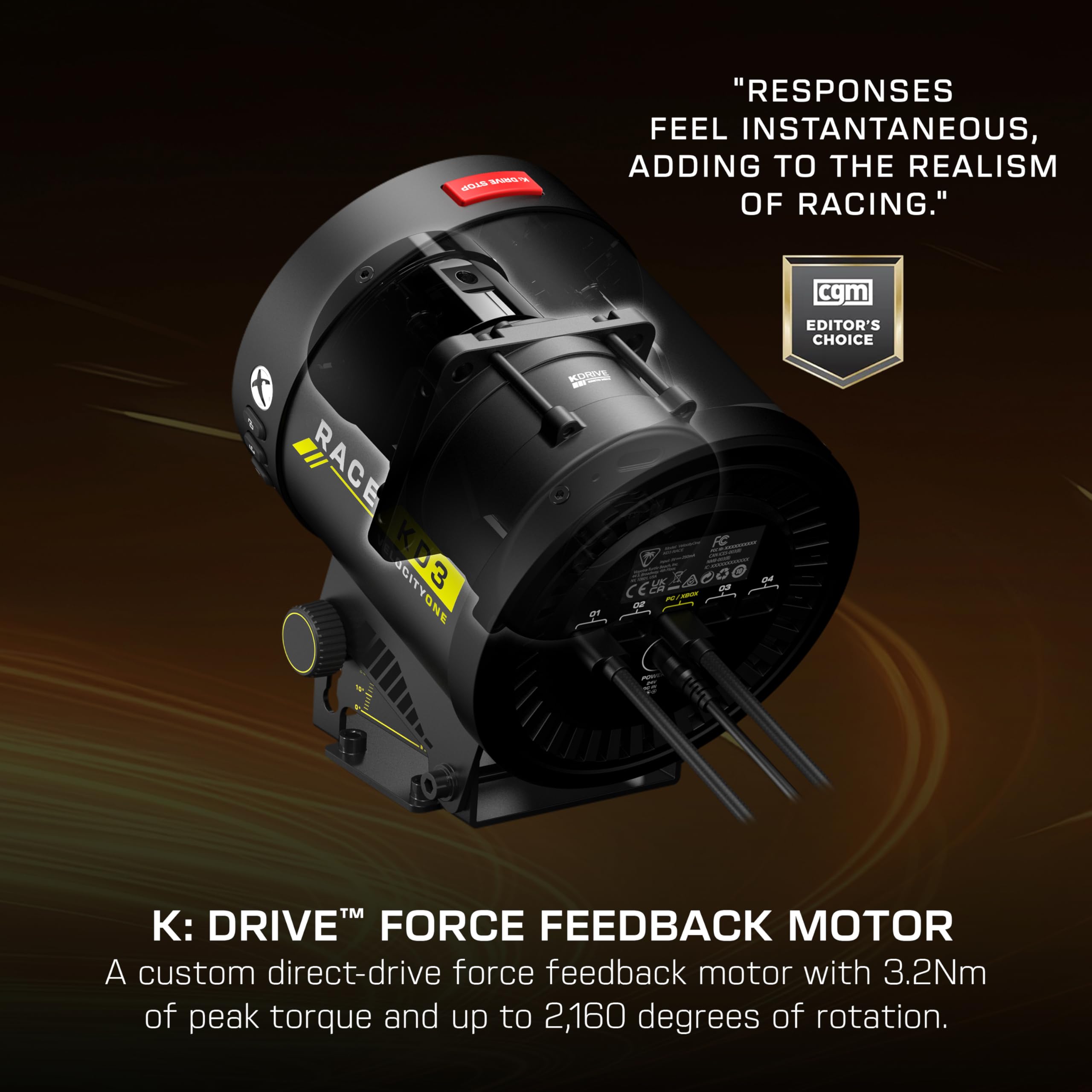 Turtle Beach VelocityOne Race KD3 Volante e pedali con force feedback a trasmissione diretta per Xbox Series X|S, Xbox One e PC Windows – Pedali di freno e acceleratore a effetto Hall