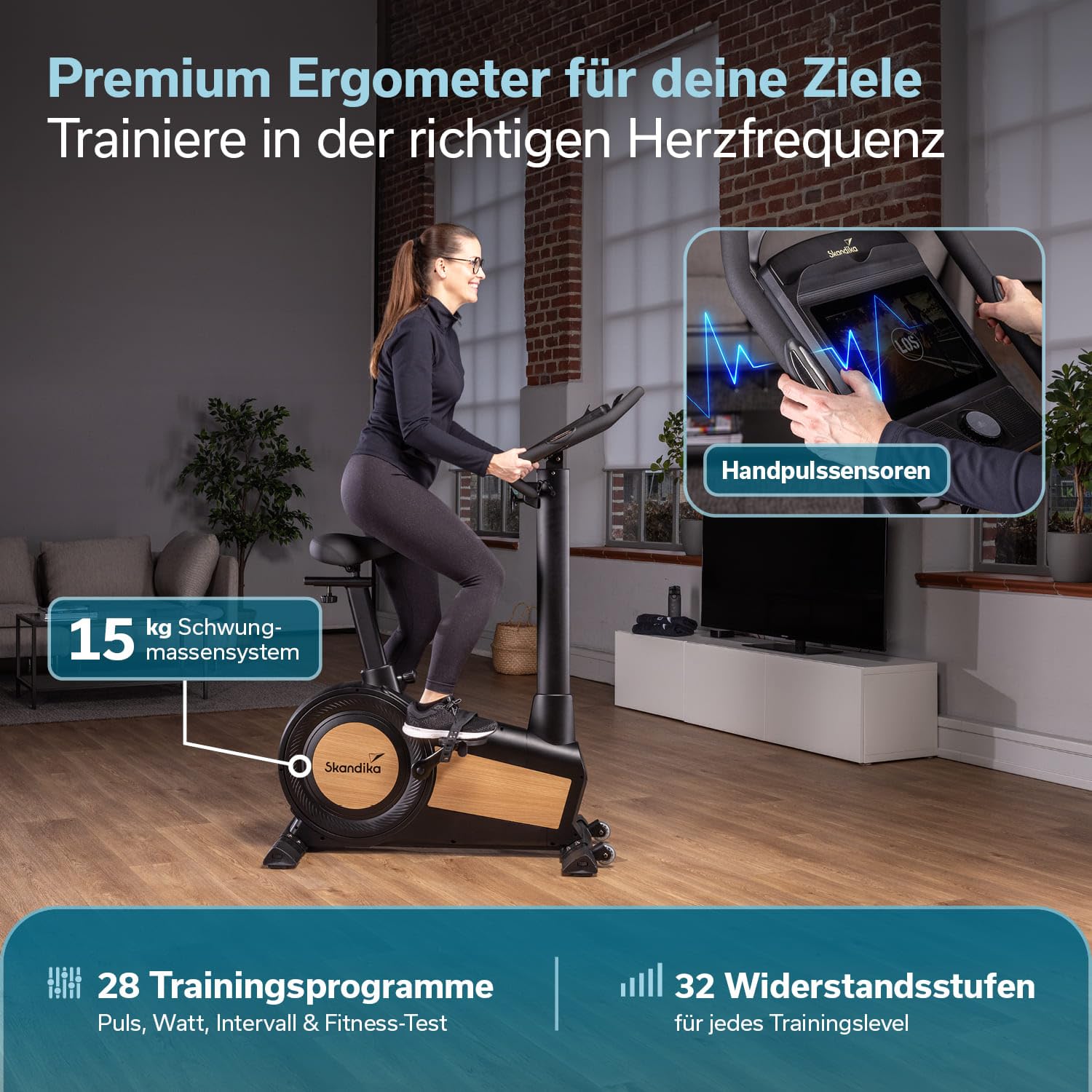 Skandika Ergometer Cykling P15 Heimtrainer Fahrrad mit Touchscreen