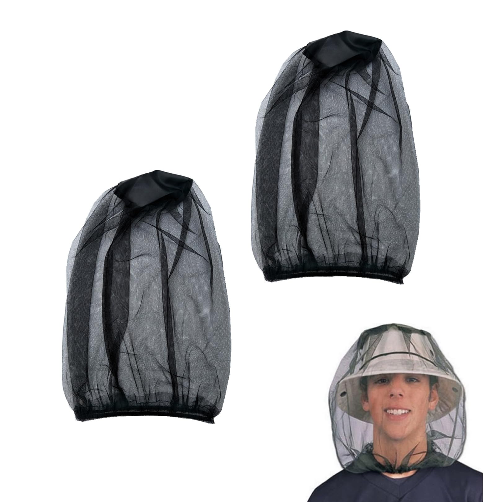 Moustiquaire Tête Extra Large Filet Anti-Moustiques - Protection Visage Pour Chapeau, Camping Et Jardinage