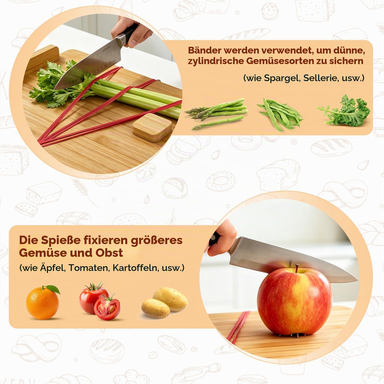 Einhand-Schneidebrett, Einhandbrett Holz Mit Schäler, Brotstopper & Spikes, Einhand Schneidebrett für Schlaganfallpatienten, Behinderte & Amputierte, Einhänderbrett Hilfsmittel für Küche & Frühstück