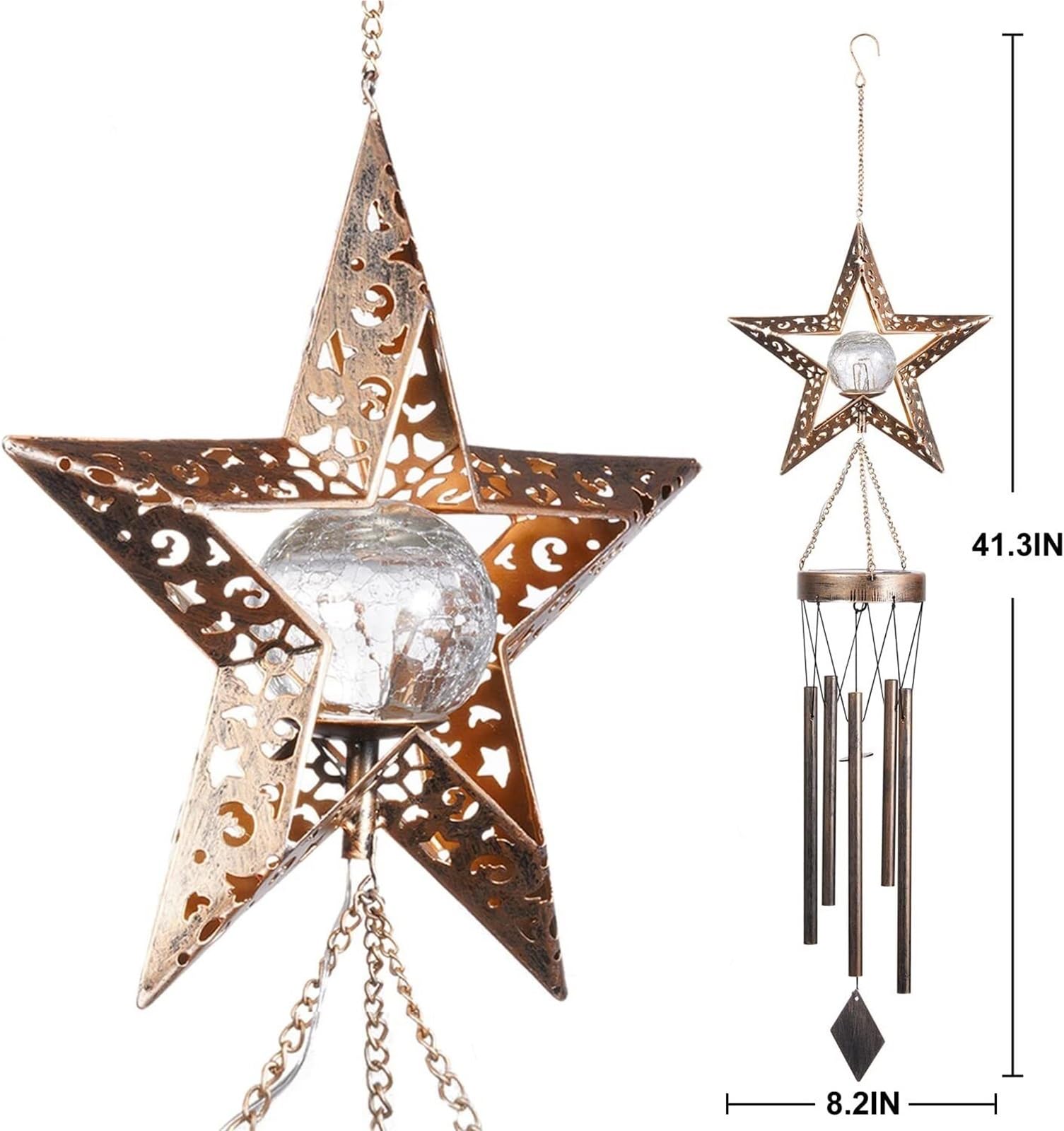 Campanelli eolici in metallo for esterni, con luna, sole e stelle, campane uniche for decorazioni esterne impermeabili for la casa