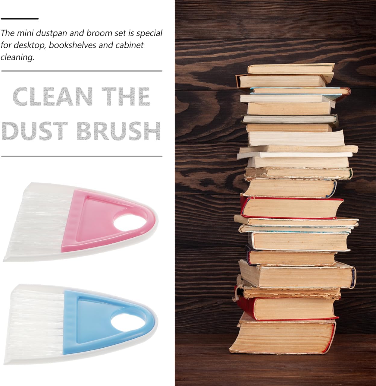 Mini Broom and Dustpan Set 2 Pieces Compact Handheld Cleaning Tools with Flexible Bristles for Pet Hair Desktop Debris and Car Interior Cleanup