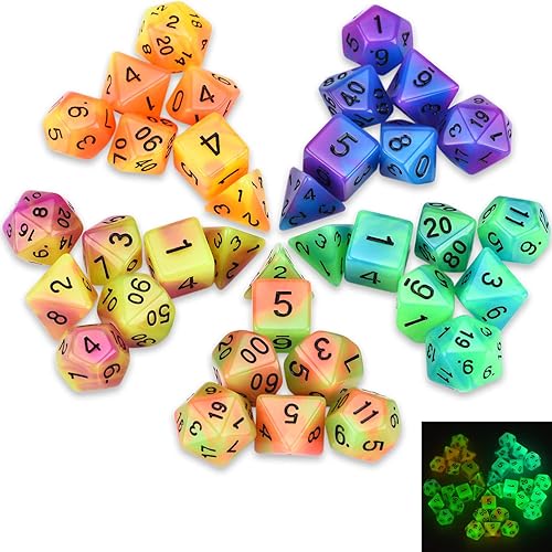 Miniatura 4 de Glow in The Dark DND - Juego de dados poliédricos de 11 x 7 pulgadas 77 piezas para juegos de rol de mesa de Dungeons and Dragons MTG con una bolsa