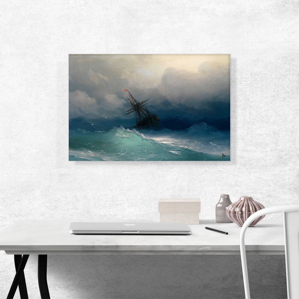 Amazon.co.jp: ARTCANVAS 嵐の海の船 1858年 キャンバスアートプリント
