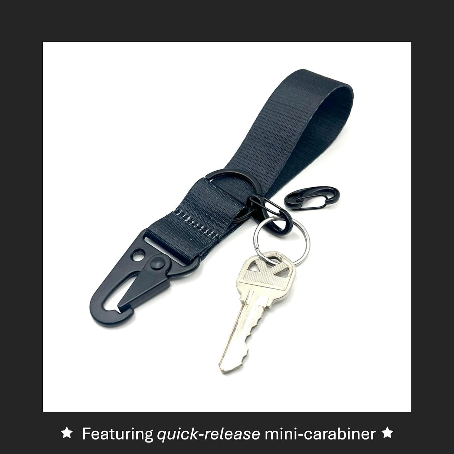 Keychain Wristlet Lanyard Strap Carabiner with Secure Key Ring, Set of 2 - Image 3