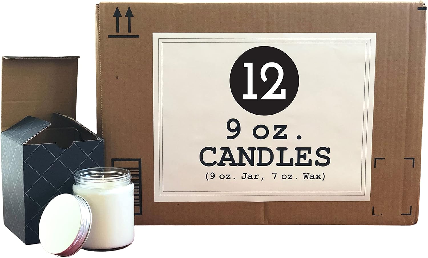 Set of 12 Bulk Unlabeled Scented 9 Ounce Candles in