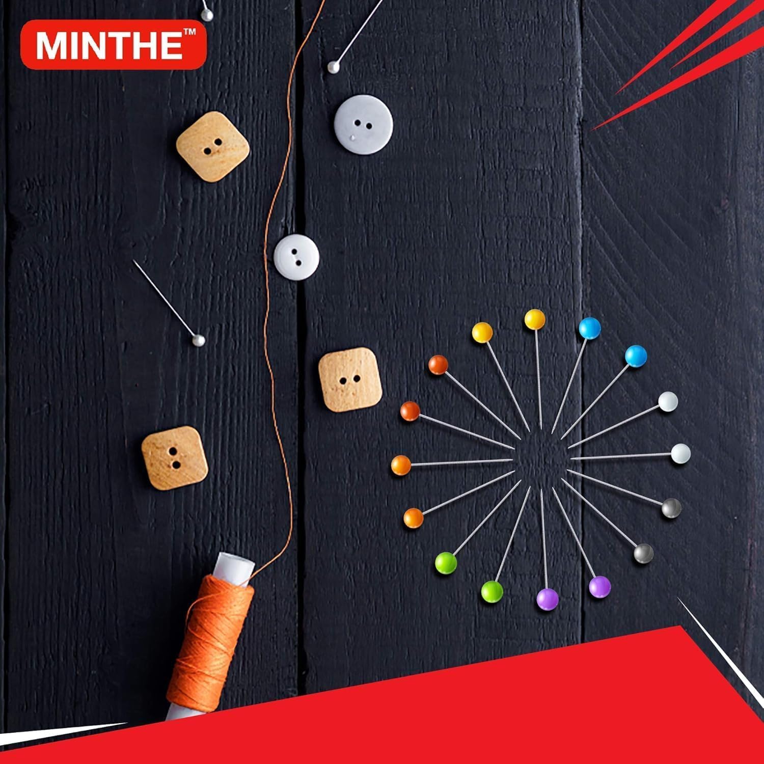 MINTHE 100PCS Sewing Pins for Fabric, Straight Pins Sewing with Pearlized Colored Heads, Quilting Supplies, Pearl, Stick, Corsage, Head