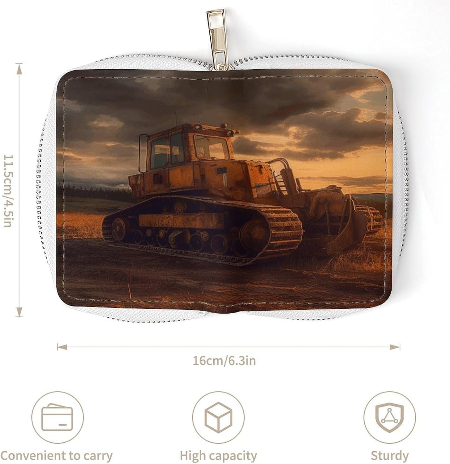 Bulldozer Evening Card Holder RFID Blocking,Credit Card Wallet for Women And Men,Card Case Organizer Bag with Zipper