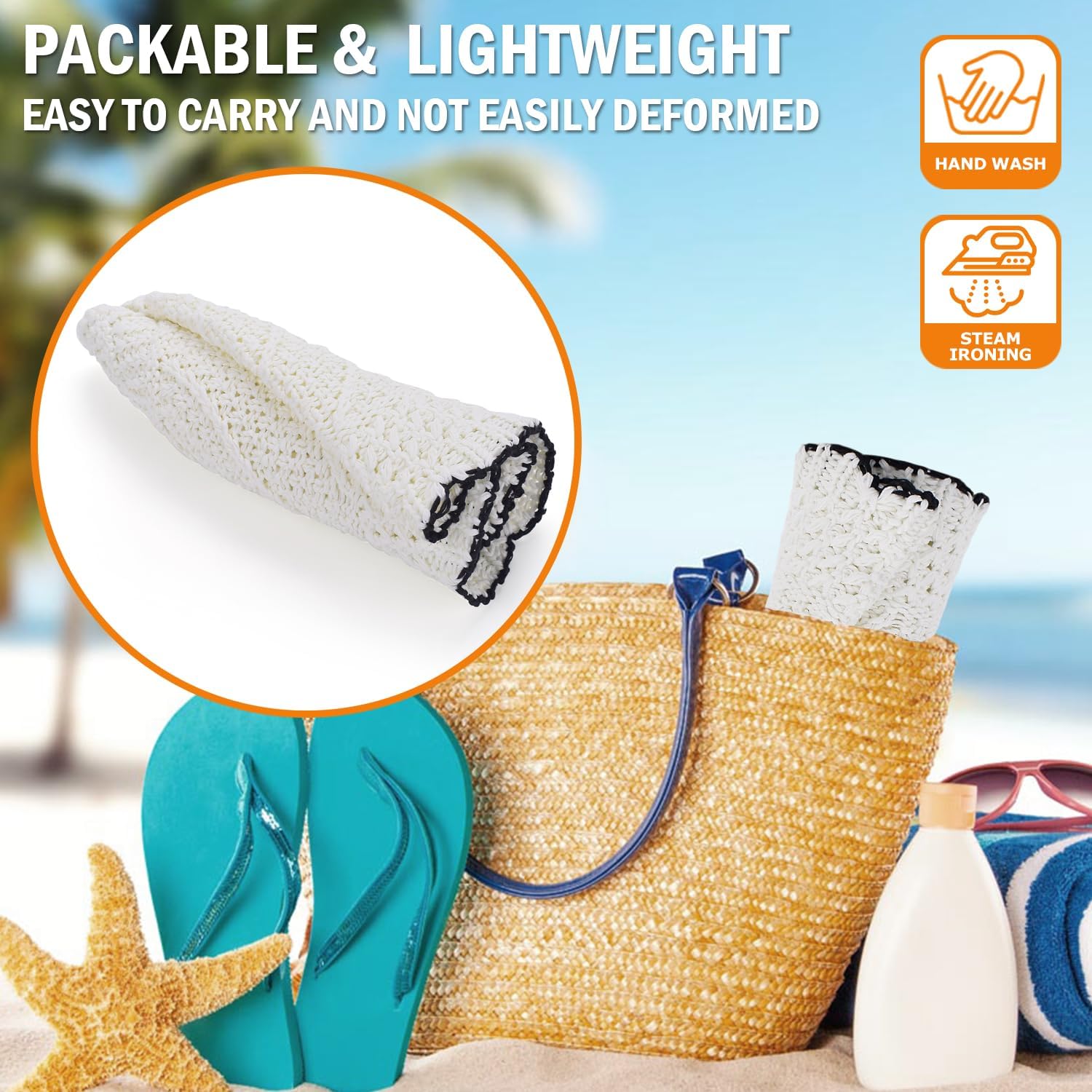 EINSKEY Women's Crochet Bucket Hat - UV Protection Lightweight Packable Faux Straw Sun Hat for Outdoor Beach Travel Hiking - Image 5