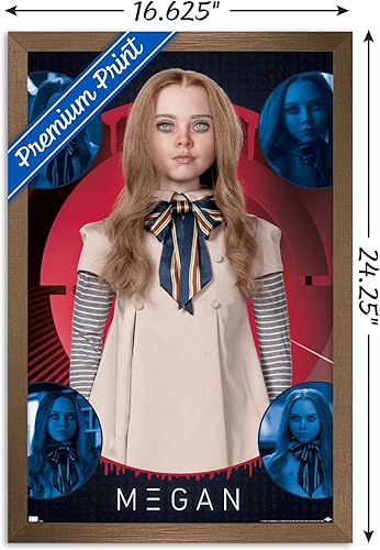 Miniatura 3 de Trends International M3gan - Póster de pared de collage, 14.72 x 22.37 pulgadas, versión enmarcada en bronce