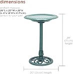 Alpine Corporation 28" Tall Outdoor Birdbath with Scrollwork Decoration Yard Statue