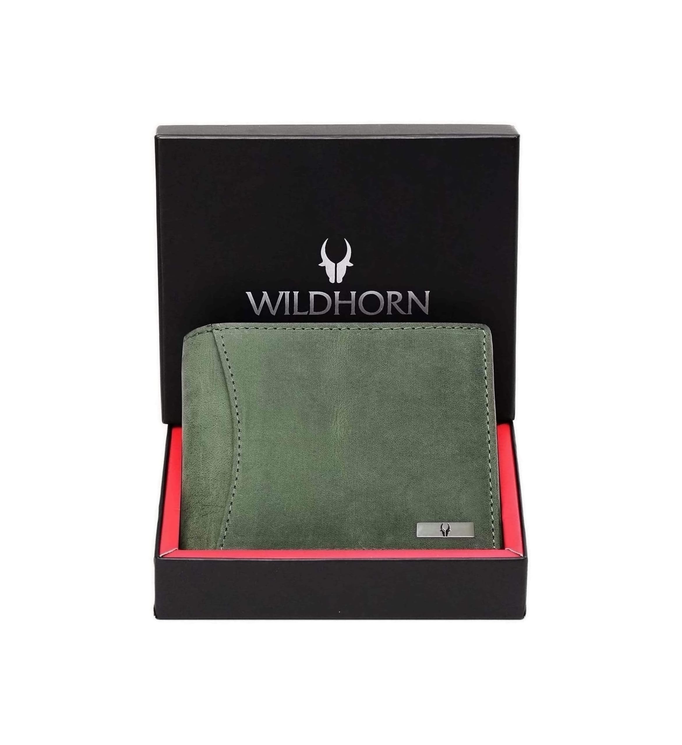 WildHorn India RFID Protected Leather Men's Wallet, GREEN HUNTER, Classic