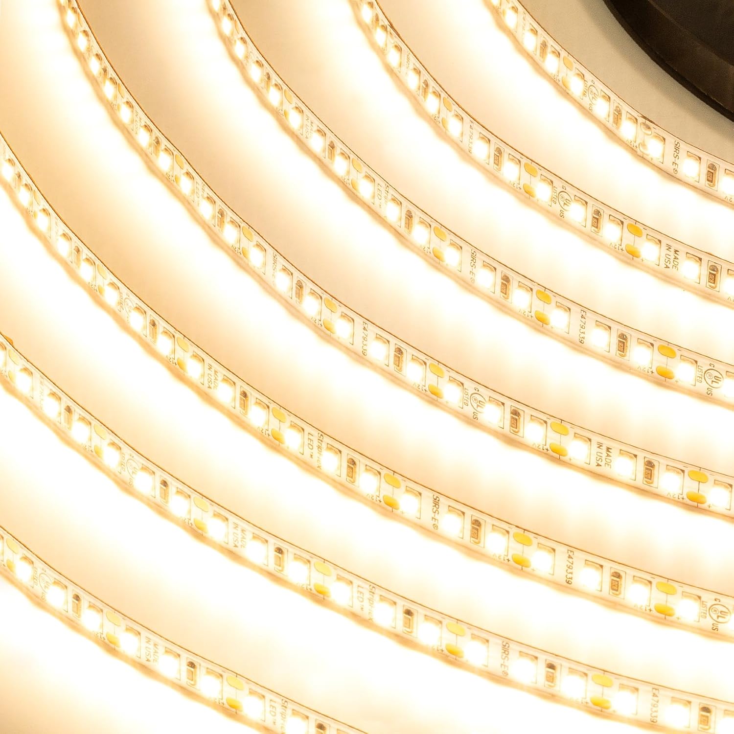 SIRS-E StripFlexLED White LED Strip Lights, 12V 120 LEDs/m 3000K Soft White, 32.8 ft. (10m), UL Listed, Made in USA, Professional-Grade Flexible Tape for Versatile Lighting