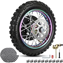 MX650 Rear Wheel Assembly Replacement for Razor MX650 Dirtbike,2.50-10 Dirt Bike Tire Inner Tube with Rainbow Rim for MX500 SX500 McGrath Dirt Rocket Bike Parts with Brake Rotor 25H Chain