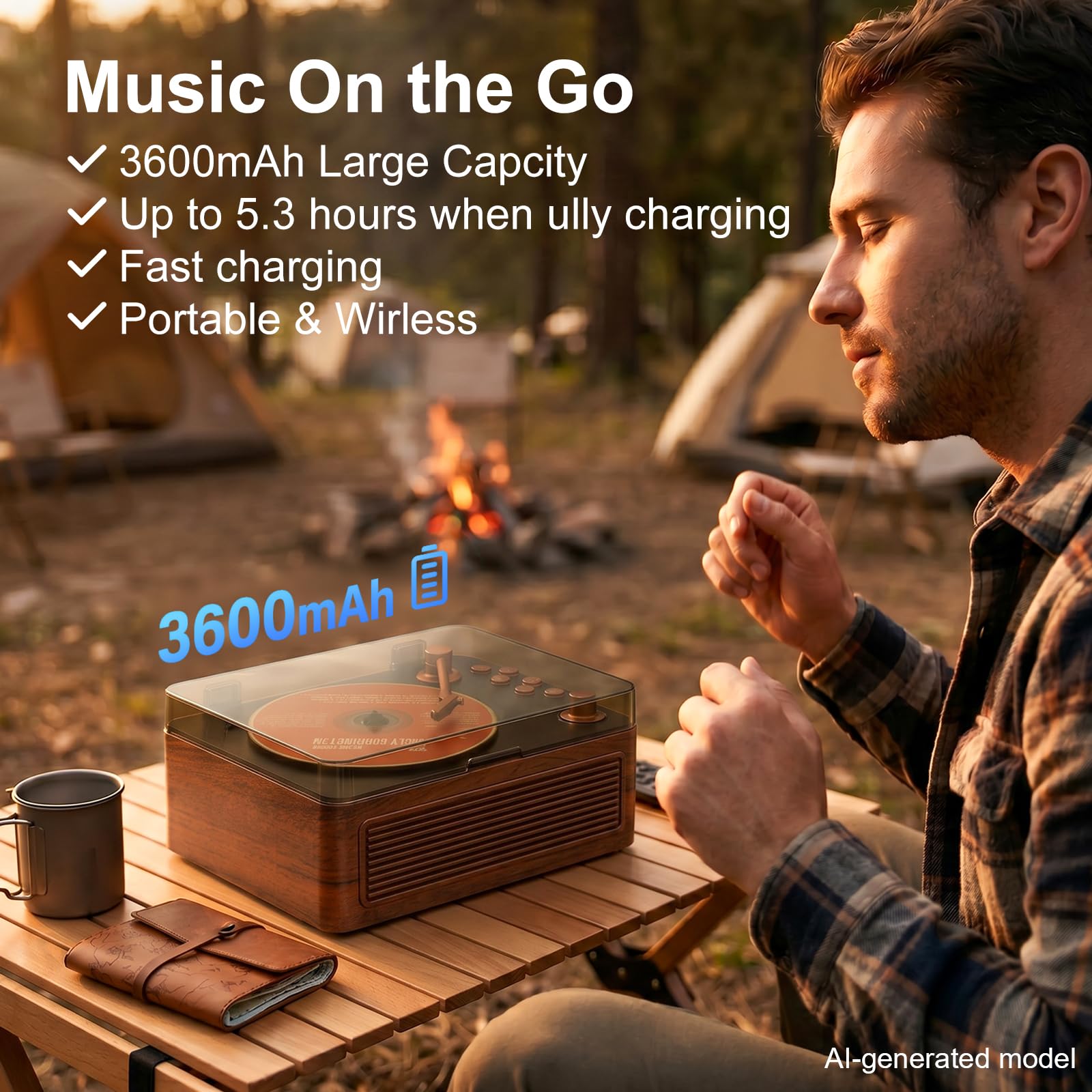 Gueray Tragbarer CD Player Bluetooth CD-Player mit Lautsprecher & Radio & Fernbedienung Unterstützt USB/AUX Wiedergabe Kopfhöreranschluss Walnussholz