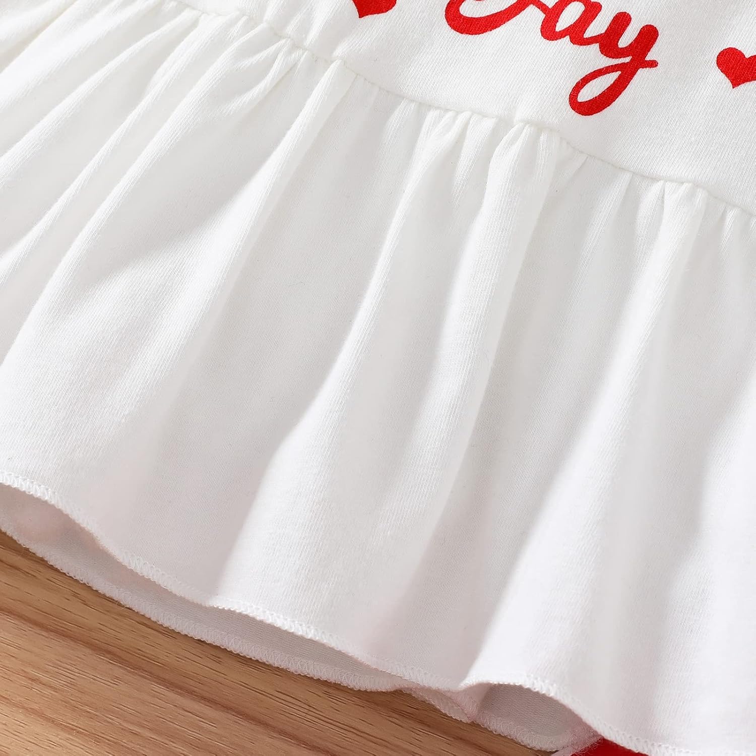 Noubeau My 1st Valentines Day Baby Girl Outfits Ruffle Heart Print Tunic Drees Shirt Stripe Pants Legging Winter Clothes - Image 4