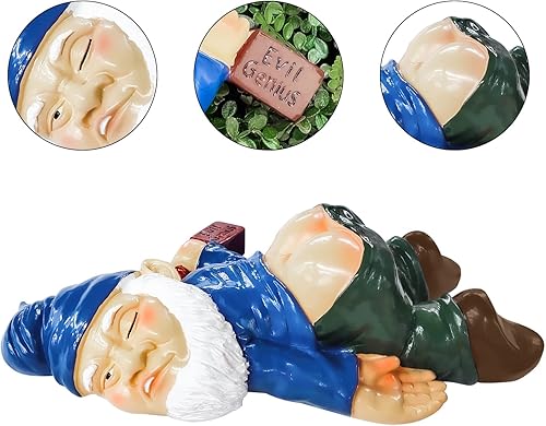 Miniatura 7 de Divertidos gnomos de jardín para decoración al aire libre, estatuas de gnomos borrachos de 6 pulgadas, esculturas de gnomos traviesos para patio,