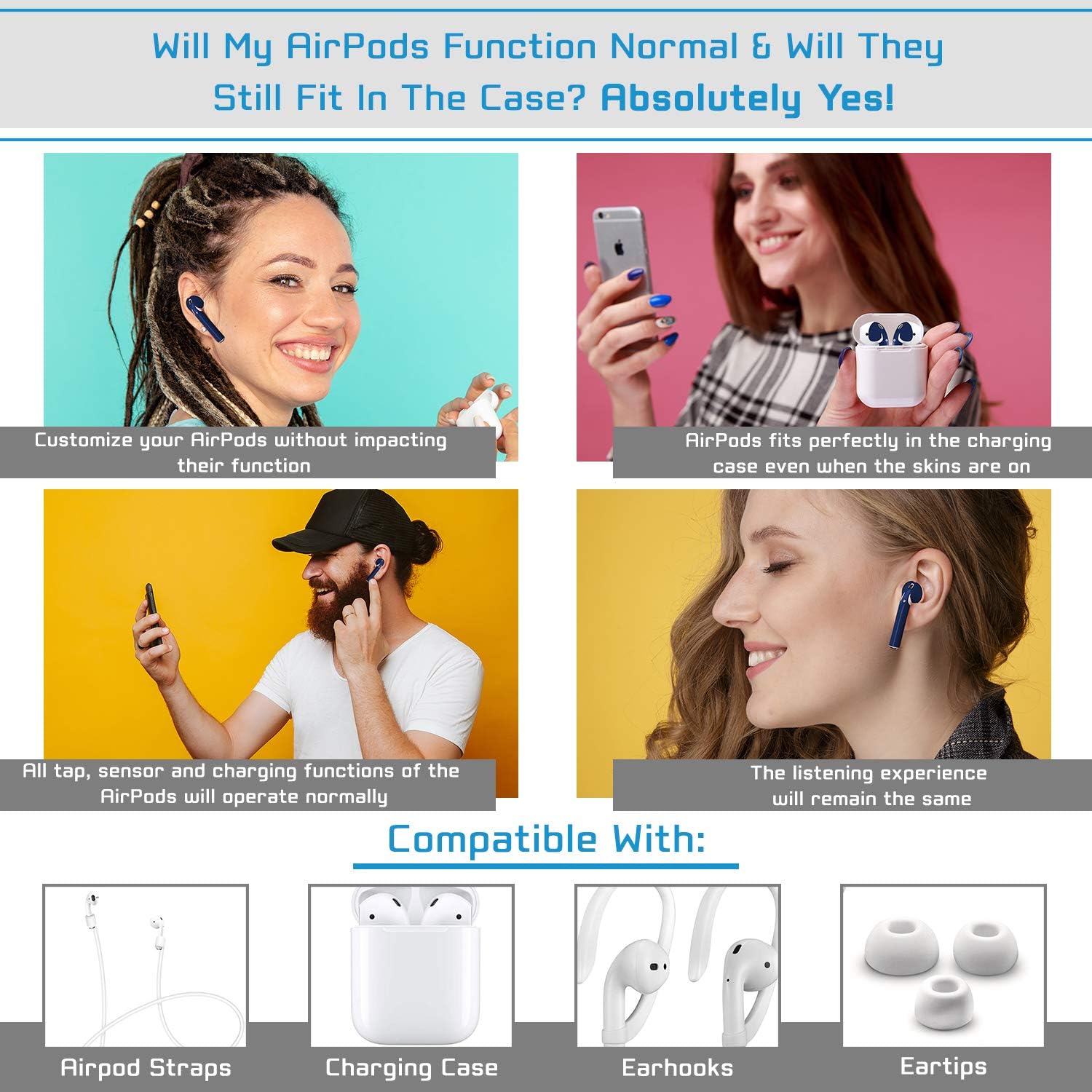 AirPod Skins Protective Wraps - Stylish Covers for Protection & Customization, Compatible with Apple AirPods (Midnight Blue)