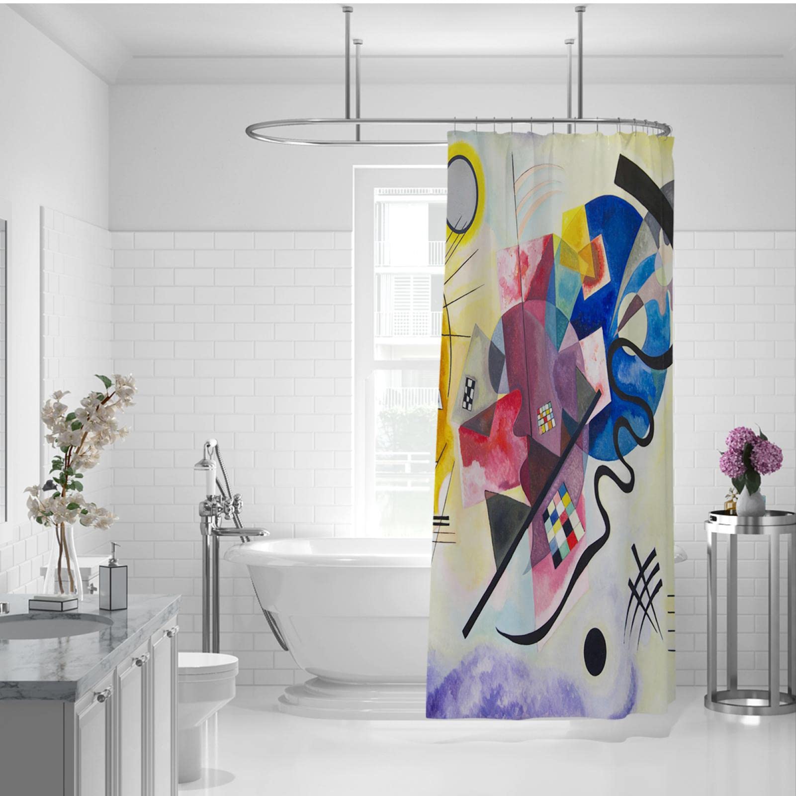 Cortinas de Ducha de Estilo Artista Cortinas de baño de Arte únicas con Ganchos de Tela de poliéster Cortina de Ducha Impermeable para la decoración del baño W190xL220cm