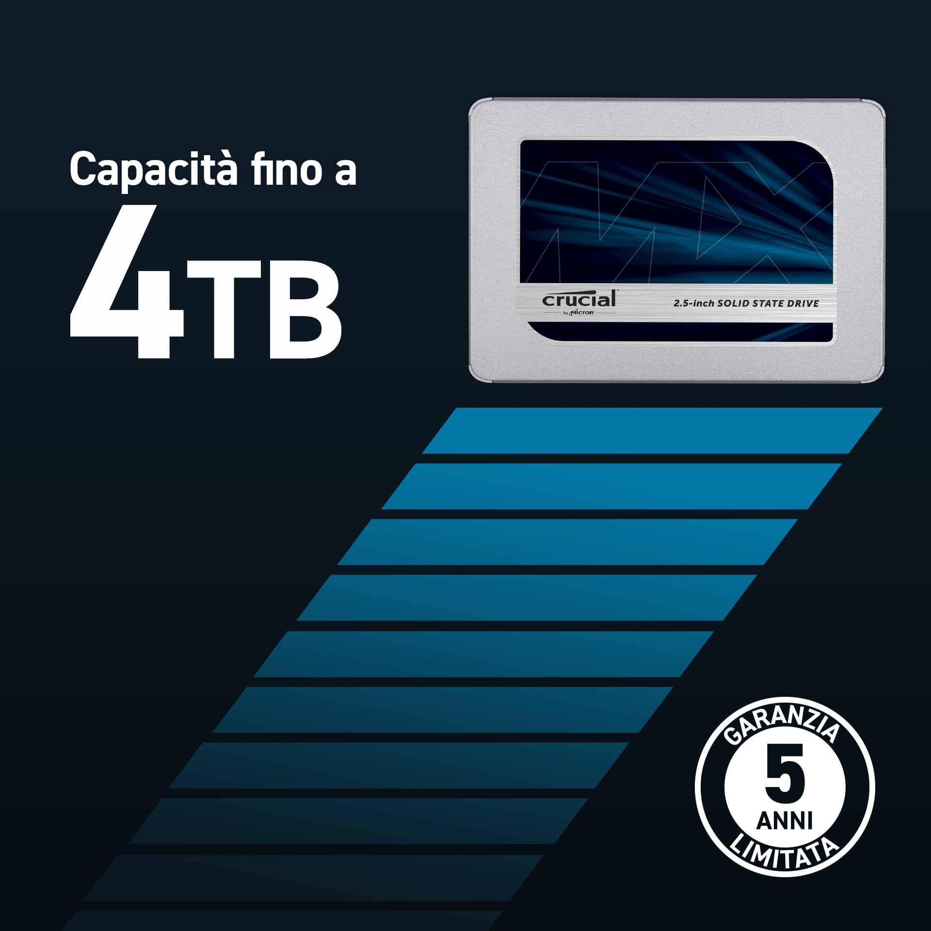 Crucial MX500 2TB CT2000MX500SSD1 SSD Interno-fino a 560 MB/s, 3D