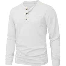 MAGNIVIT Mens Henley Shirts Long Sleeve with Pocket Fall Cotton Casual T-Shirts Plain Moisture Wicking Tee with 3 Button