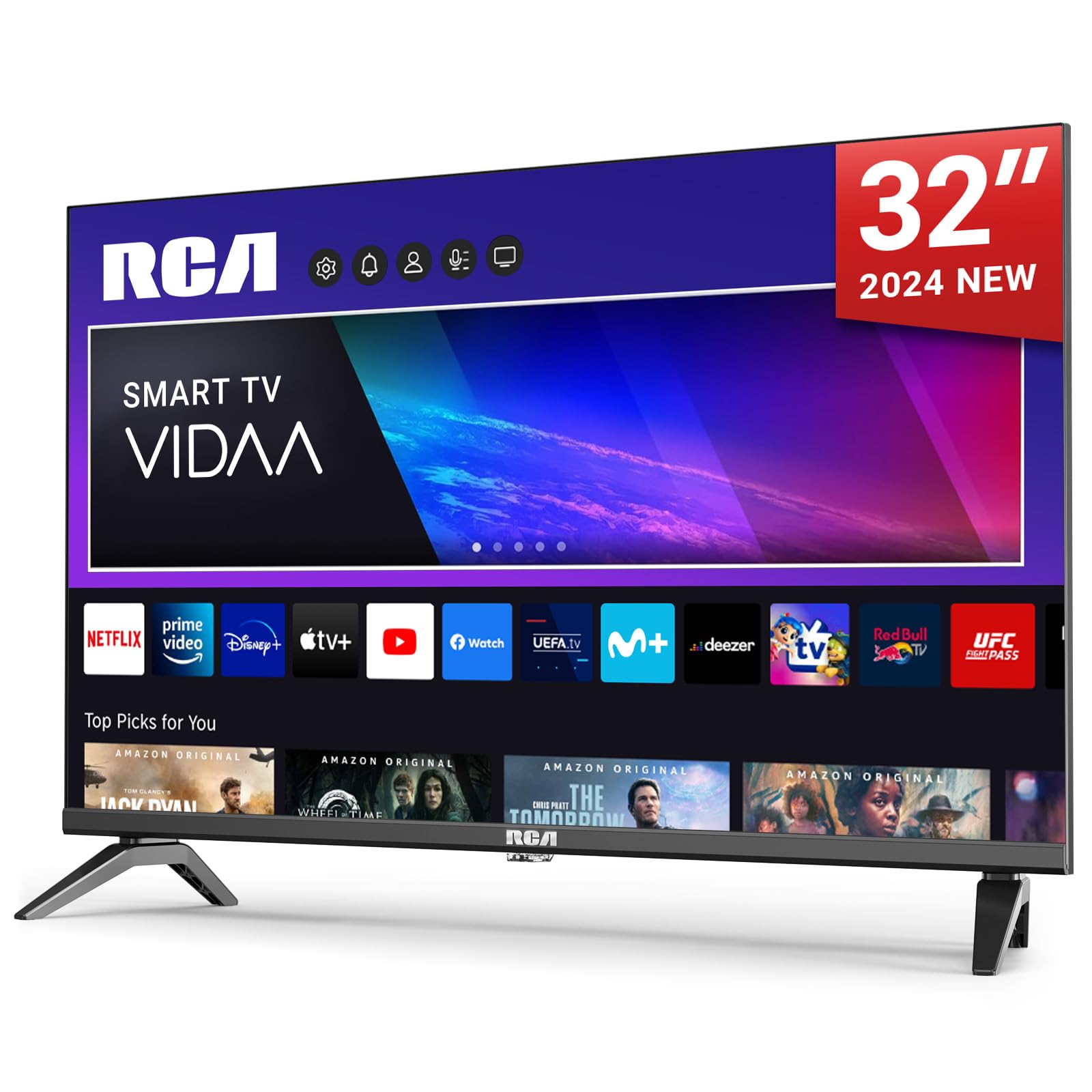 RCA Smart TV 32 Inch LED HD WiFi TV with App Store, Digital Tuner, Prime Video, Netflix, Youtube, DAZN, Disney+, Pluto TV, Supported by VIDAA (VRS32HQ1, 2024)