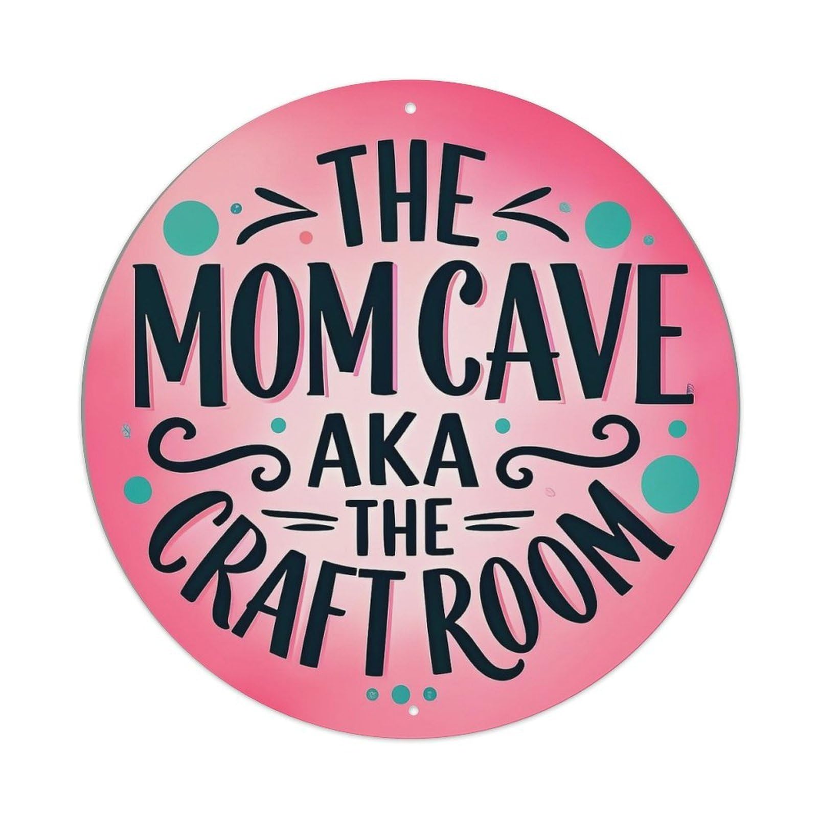 Jdyaojiesheng Vintage The Mom Cave Aka The Craft Room Round Tin Sign Retro Metal Wall Decor Metal Poster, Home Bar Garage Farmhouse Cafe Wall Art Decoration 8X8inch