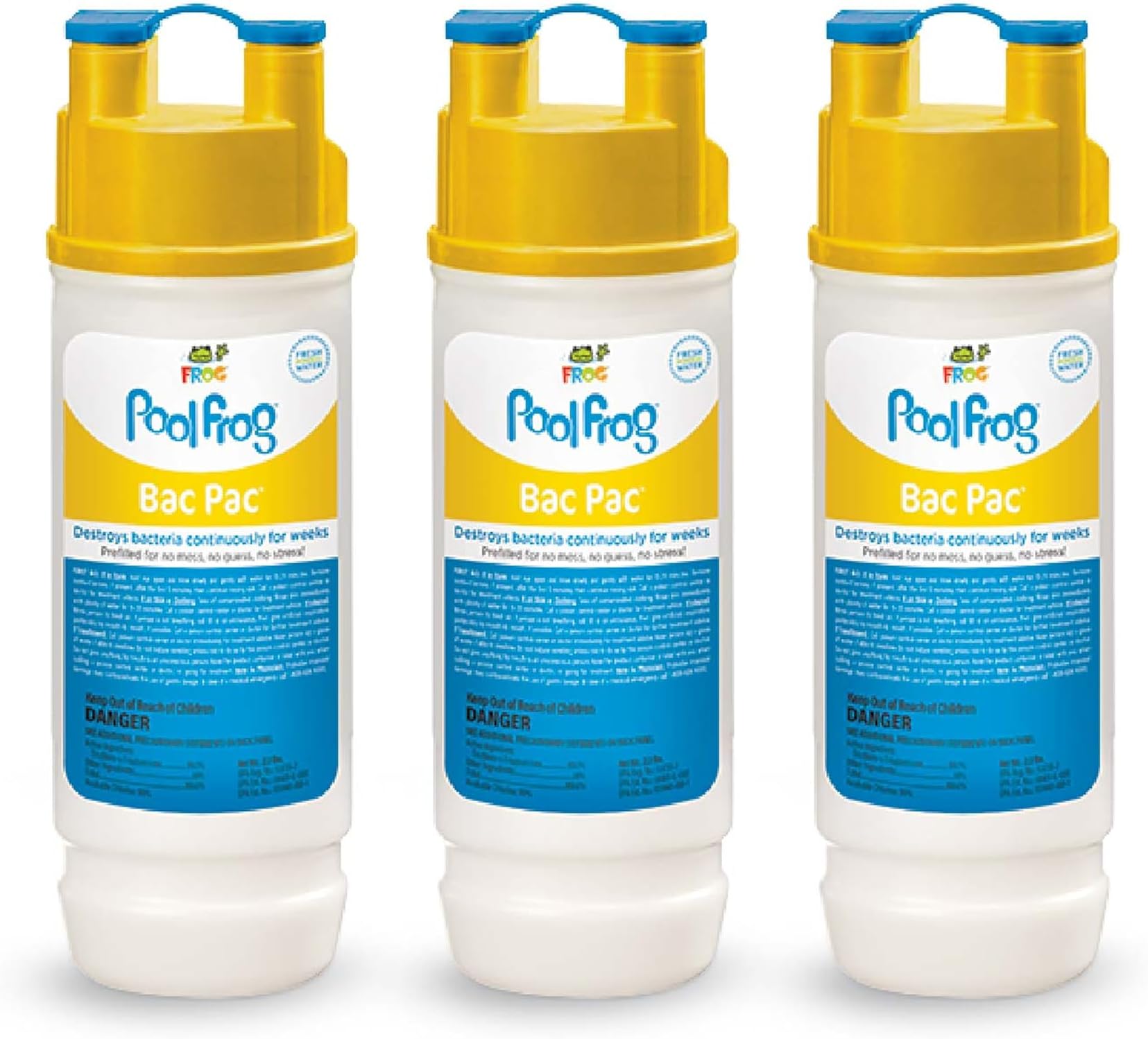 FROG Bac Pac Replacement Chlorine Cartridges for use with Pool FROG Model 5400 and 6100 Cyclers - Prefilled for Easy & Convenient Pool Sanitizing & Water Care - 3 Pack