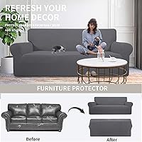 Vista 4 de Easy-Going - Funda elástica para sofá, 1 pieza, protector de muebles, suave, con parte inferior elástica, para niños, tela de jacquard de poliéster