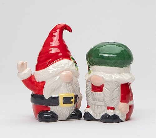 Miniatura 2 de Juego de salero y pimentero para parejas de Papá Noel, diseño de gnomos de Navidad de cerámica fina