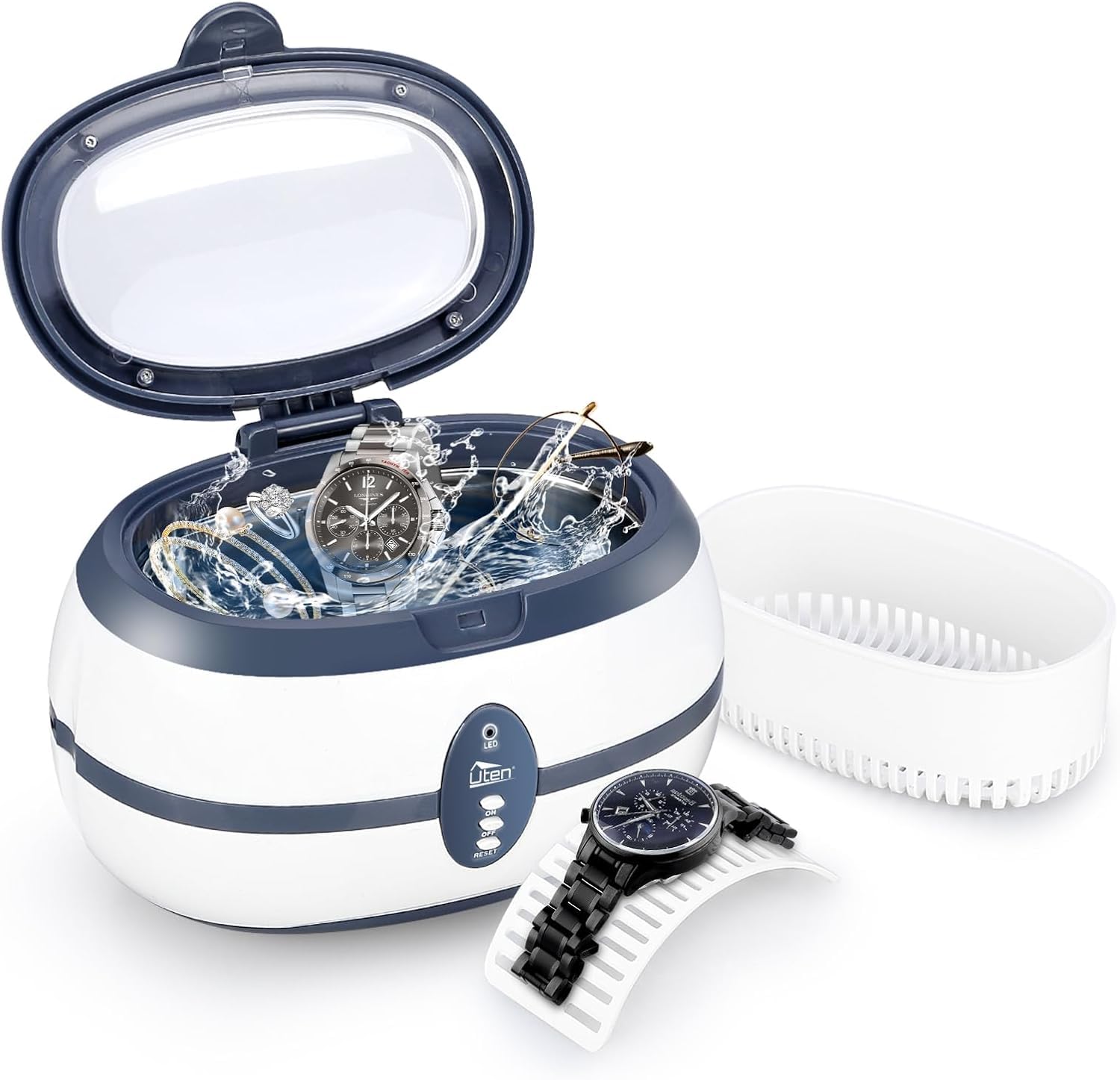 UtenUten Ultrasonic Cleaner 600ml Ultra Sonic Jewellery Cleaner with Cleaning Dentures Jewelry Glasses Watch Metal Coins Dentures