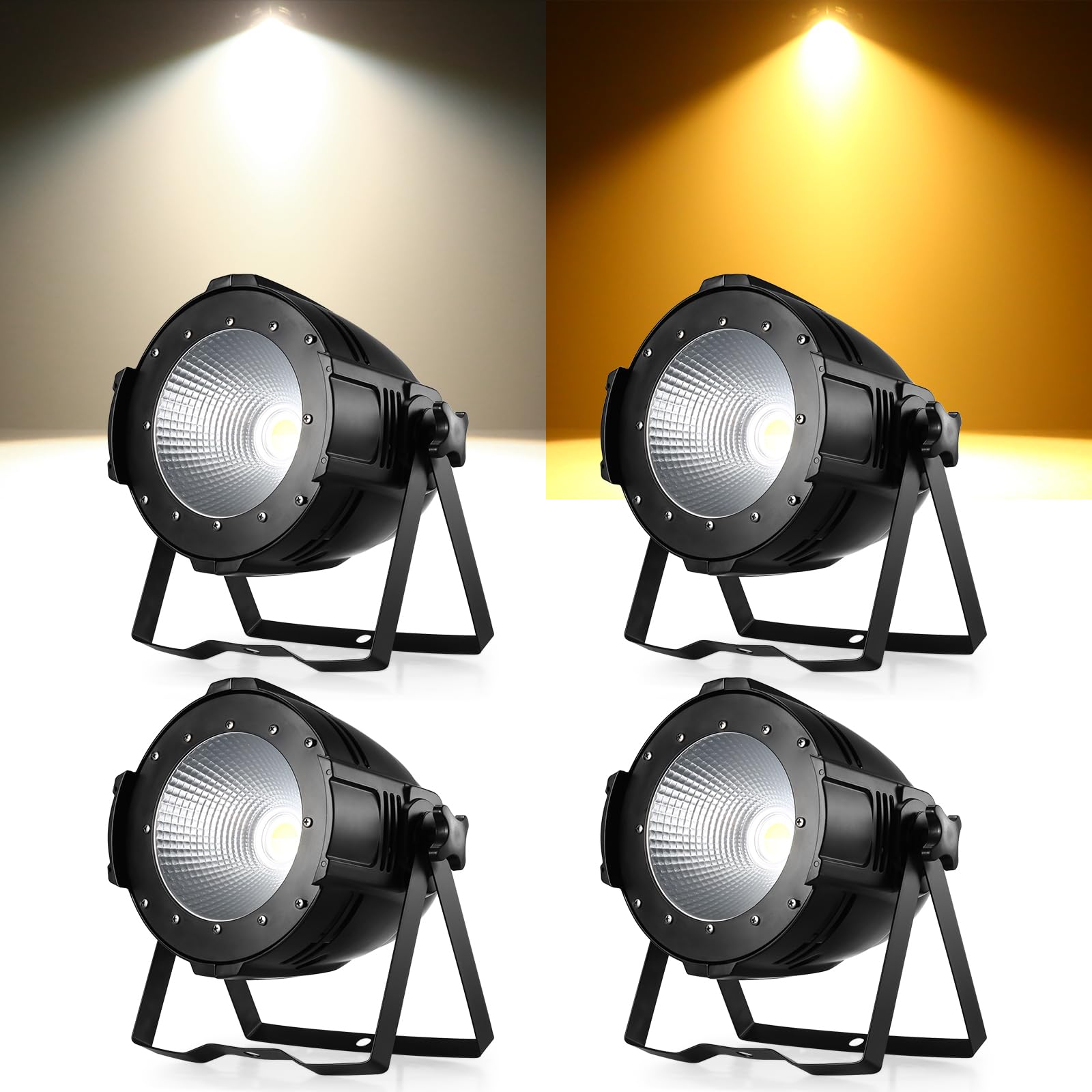4PCS 100W COB Par LED Luce da Palcoscenico Bianco Freddo/Caldo, Luci Palco Par LED con DMX512 Master-Slave, Faretto stroboscopico per Fotografia, Chiesa, Compleanno, Matrimonio, DJ, Discoteca