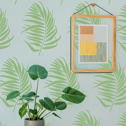 Miniatura 3 de Plantillas grandes de hoja de palma para pintar, paquete de 2, plantillas de hojas de plantas tropicales reutilizables de selva tropical de 12 x 16