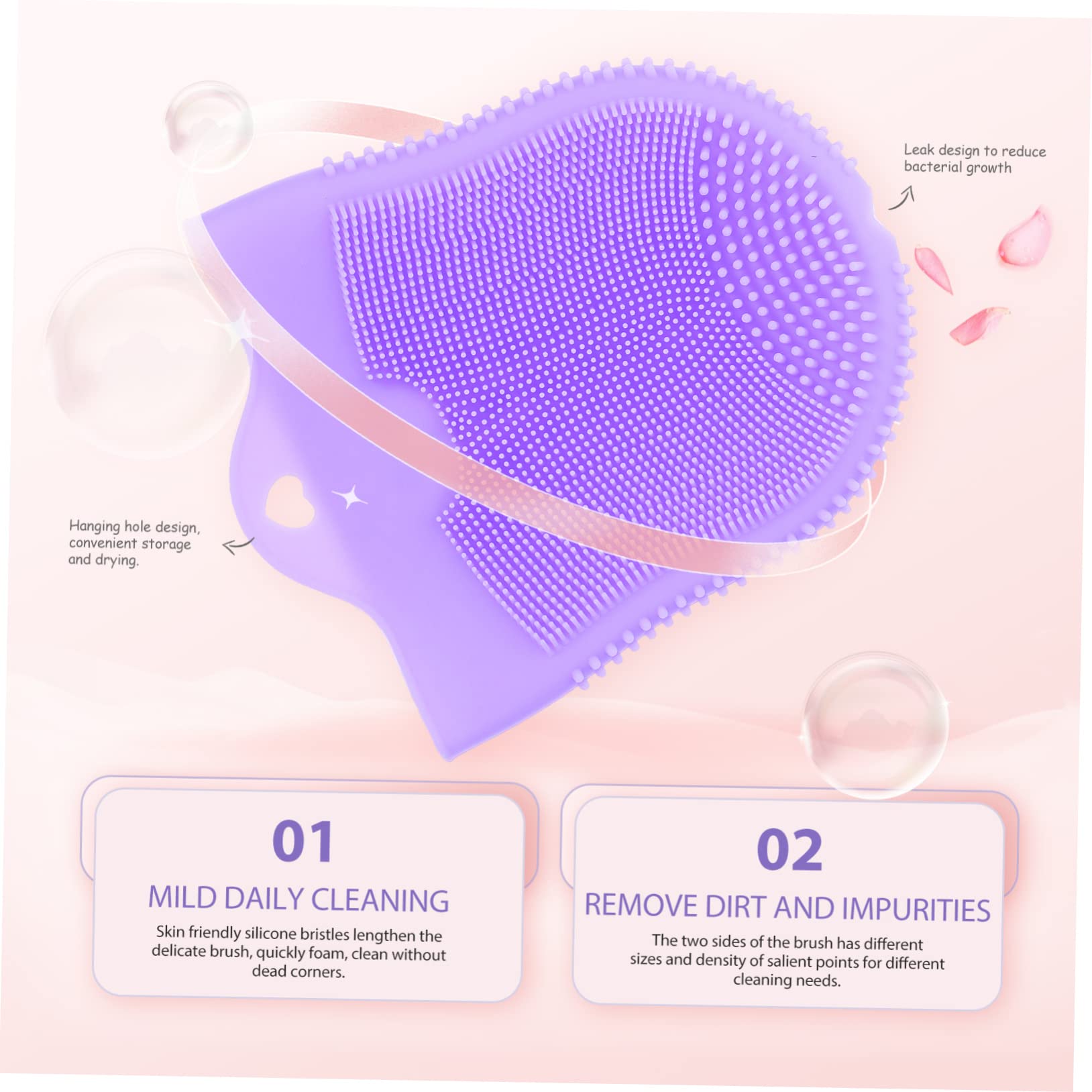 Healeved 5stücke Silicone Gesichtsreinigungsbürste Mit Sanftem Peeling-design Ergonomisch Leicht Und Tragbar Für Empfindliche Haut Für Tägliche Anwendung Und Reisen