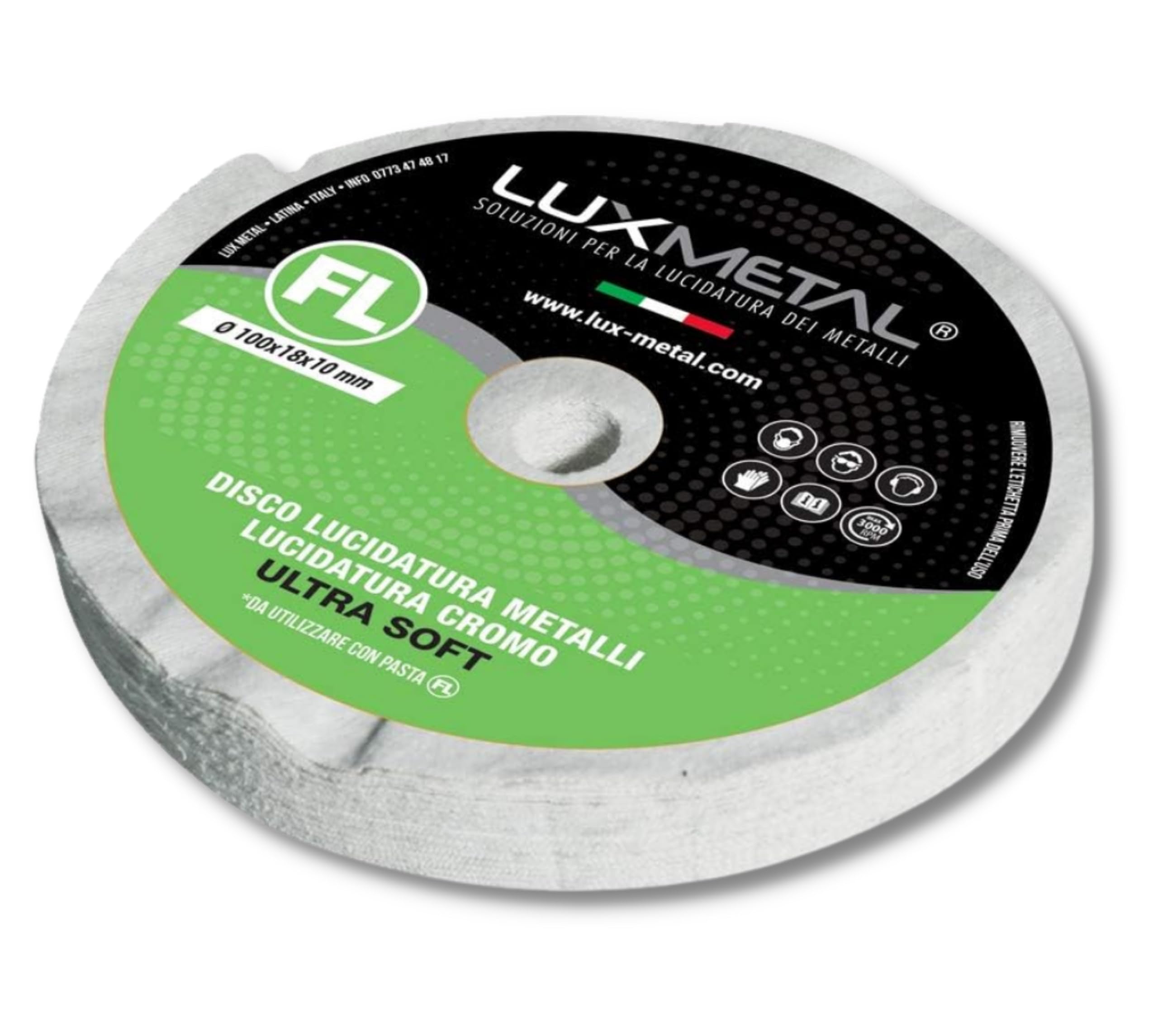Lux Metal Disco Lucidatura Ultra Soft 100 mm In Cotone Flanella Dischi Lucidare A Specchio Alluminio Metalli Acciaio Inox